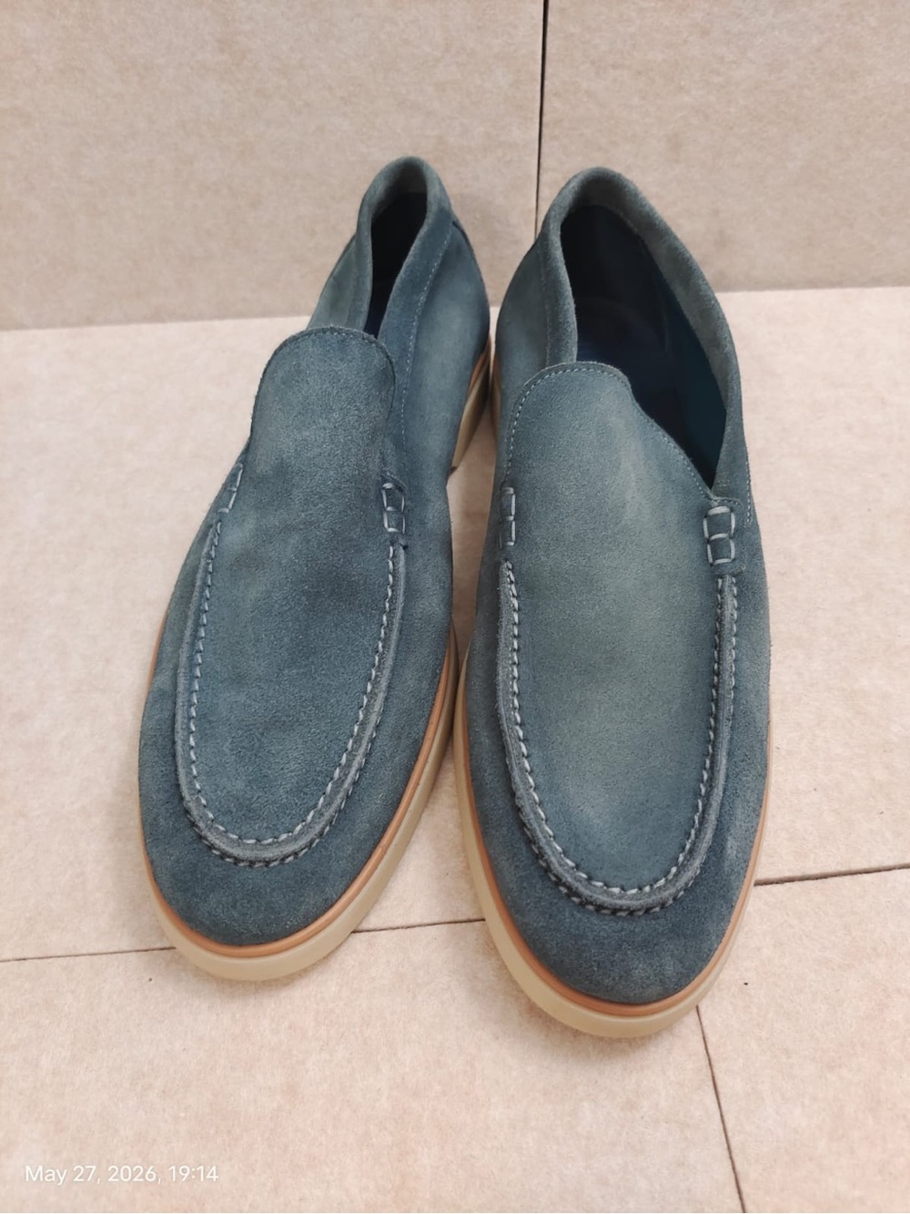NWOB Magnanni Blue Sude Loafers Slip On Shoes Men’s Size 11 EU 44 Made In Spain